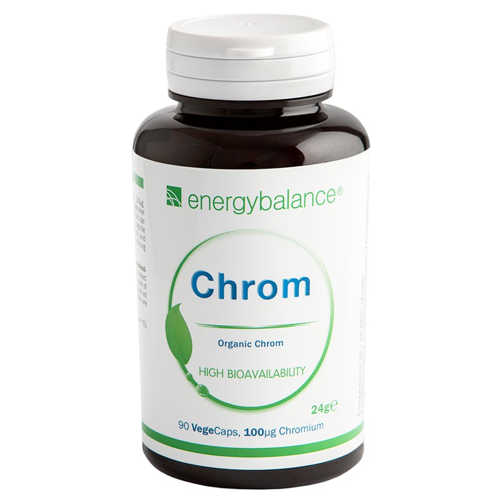 EnergyBalance Chrom Organisch Natural - Kapseln mit Chromhefe und Kurkuma - bei Histaminintoleranz, Blutzuckerspiegel - Vegan, ohne Zusätze - 90 VegeCaps à 100 µg
