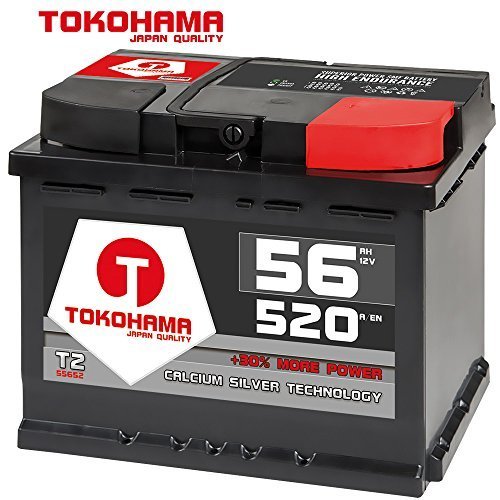 Tokohama Autobatterie 12V 56AH 520A/EN ersetzt 52Ah 53Ah 54Ah 55Ah 60Ah