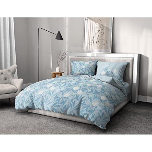 Home Passion Bettbezug, 3-teilig, 100 % Baumwolle, 57 Fäden, 2 Personen, 220 x 240 cm, Blau
