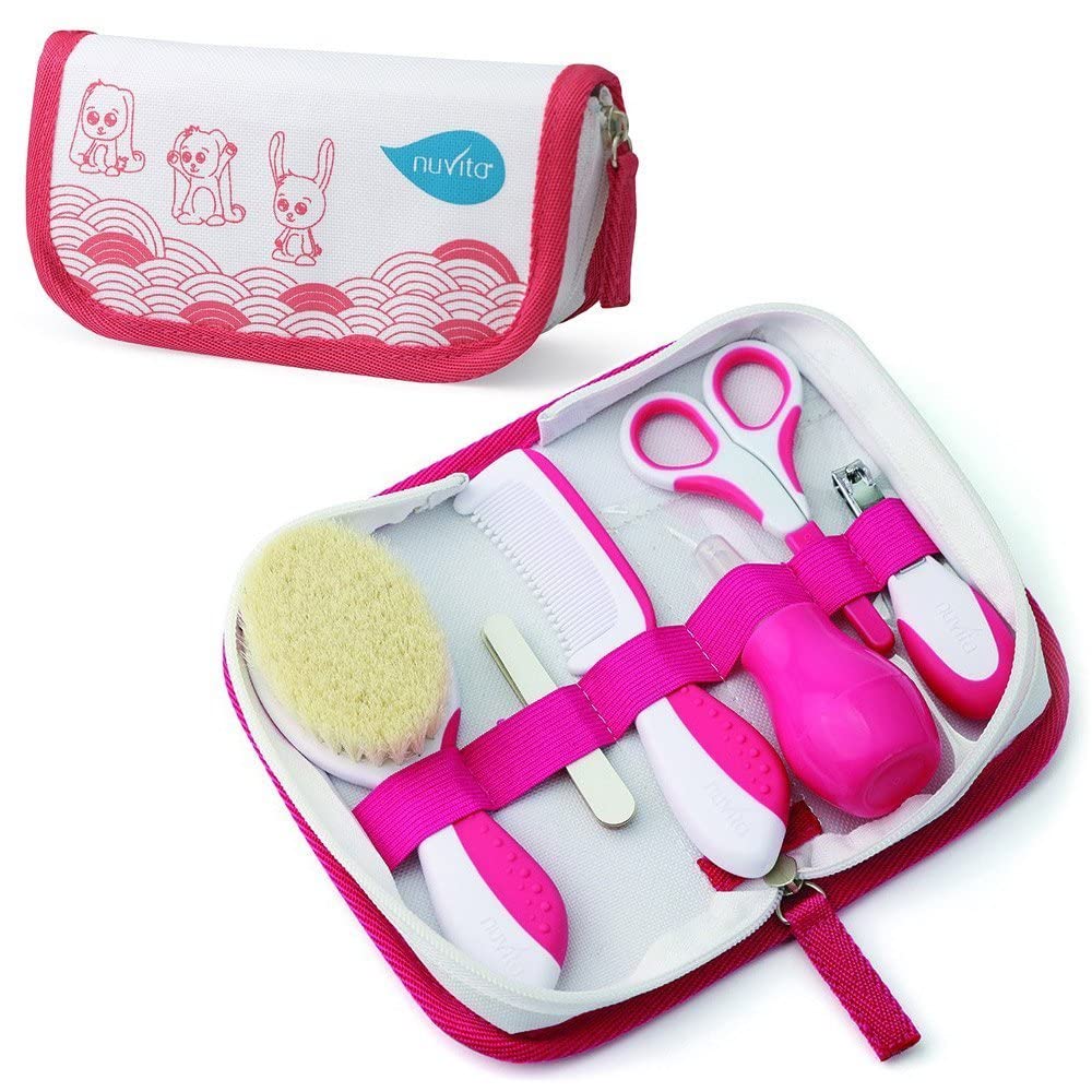 Nuvita Pflege-Set für Neugeborene Girl & CHICCO Baby´s Smell Duftwasser 100 ml ohne Alkohol 100ml ab 0 Monate//Bürste Echter Wolle inkl. Tasche