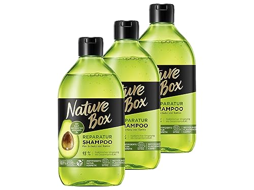 Nature Box Shampoo vegan mit Avocado-Öl gegen Spliss, 3er Pack (3 x 385ml)