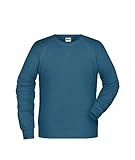 James & Nicholson Herren Raglan Sweatshirt - Sweatshirt im Raglanschnitt aus Bio-Baumwolle | Farbe: Petrol-Melange | Grösse: S