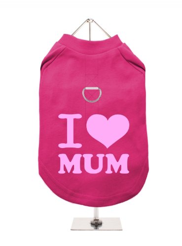 "Mütter Tag: I love Mum" UrbanPup Hunde/Shirt (Fuchsia/Pink)