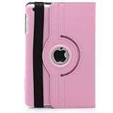 Xaiox iPad Mini Hülle Tasche Kunst Lederhülle Case Cover mit Aufstellfunktion und Drehfunktion Ständer, Leder-Optik (rosa)