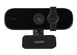 Rapoo XW2K Full HD 2K Webcam (4MP) 85° Sichtfeld, Autofokus, Rauschunterdrückung, USB-Anschluss, Kamera-Abdeckung, für Skype, FaceTime, Hangouts, Zoom, usw., PC/Mac/ChromeOS/Android