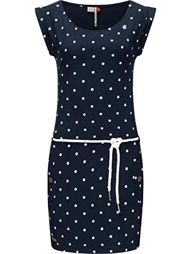 Ragwear Damen Kleid Baumwollkleid Sommerkleid Jerseykleid Tag Dots Navy21 Gr. XS