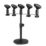 Verstellbarer Mikrofonständer für den Schreibtisch, verstellbarer Tisch-Mikrofon-Ständer, Fünf-Kopf-Mikrofon-Regalhalterung, Schwarz