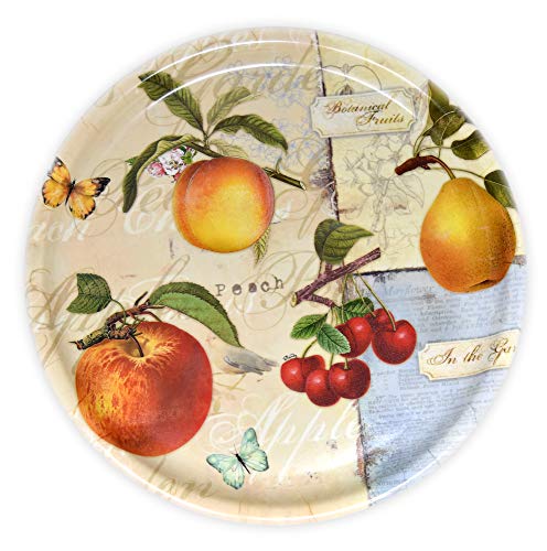 Lashuma Gastrotablett aus Italien, Tragbares Melamintablett, Motiv: Apfelgarten, Großes Serviertablett Rund 40 cm Ø