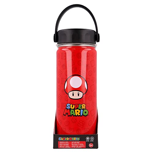 Stor Thermosflasche aus Edelstahl, mit Griff, 530 ml, Super Mario, einzigartig, Standard