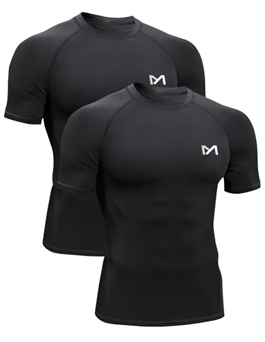 MEETYOO Kompressionsshirt Herren,Funktionsshirt Kurzarm Fitnessshirt Männer Sportshirt Atmungsaktiv Laufshirt für Laufen Jogging Sportshirt Turnhalle