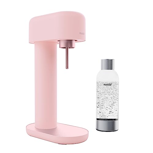 Mysoda: Ruby 2 Wassersprudler aus Aluminium (ohne CO2-Zylinder) mit 1L Premium Wasserflasche - Rosa
