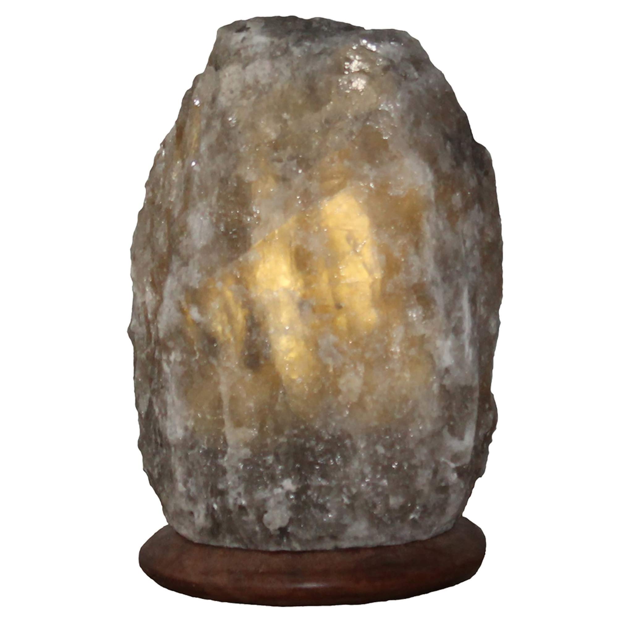 Annastore Salzlampe aus weißem oder grauem Salzkristall - Erstklassige Qualität - Punjab Pakistan - Frei von Umweltbedingten Giften (Grau 2-3 KG + Holzsockel)