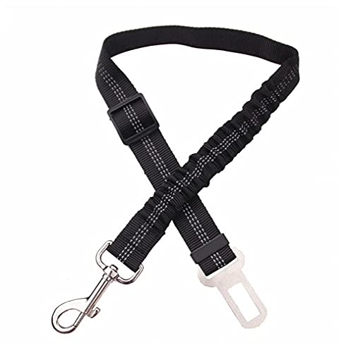 Car Dog Seat Belt Adjustable Elastic Lead Pet Safety Harness with Bungee Buffer Black