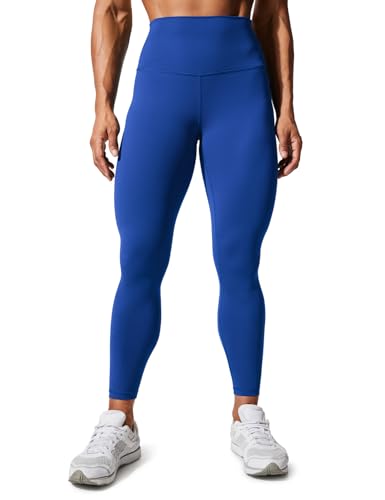 CRZ YOGA Damen High Waist Sports Leggings Blickdicht Yoga Leggins Sporthose mit Tasche - Hugged Feeling - 63cm Wellen Blau 44