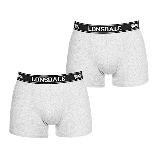 Lonsdale Herren 2 Paar Hipsters Trunk Boxer Shorts Unterhose Unterwaesche Grau Large
