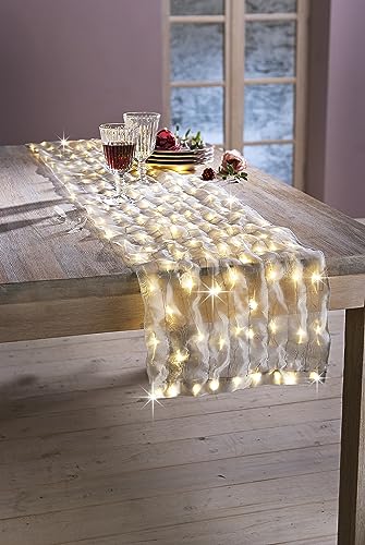 LED-Dekostoff "Glamour" - Batteriebetrieb - 6-Stunden-Timer - 198 LEDs - Maße 36 x 210 cm