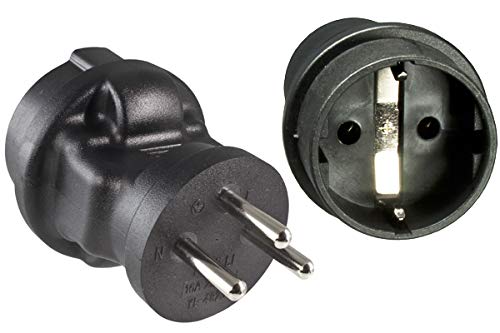 DINIC Reisestecker, Stromadapter für Israel, 3-Pin Reiseadapter (3 Stück, schwarz)