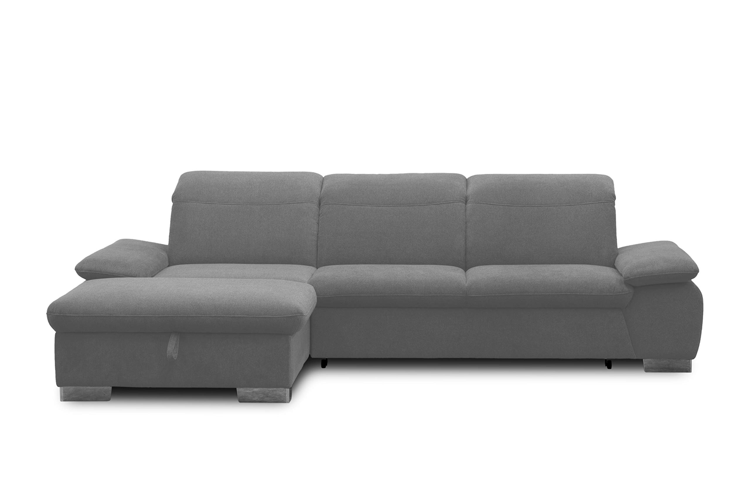 DOMO. Collection Maven Ecksofa, Sofa mit Rückenfunktion, Polsterecke mit Federkern und Relaxfunktion, 286x184x77 cm, Eckcouch in dkl. grau