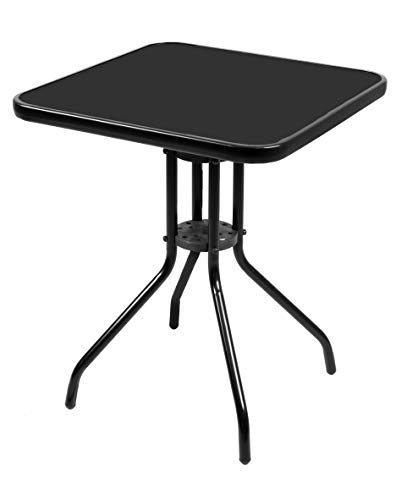 Linder Exclusiv LEX Bistrotisch 60 x 60 x 70 cm mit schwarzer Glasplatte Bistro-Tisch schwarz