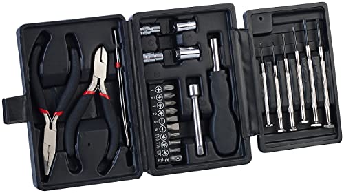 AGT Werkzeugset klein: 26-teiliges Werkzeug-Set in praktischer Klapp-Box (Mini Werkzeug Set, Werkzeugsatz, Schraubenzieher)