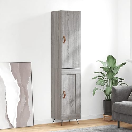 AUUIJKJF Schränke & Aufbewahrung Highboard Grau Sonoma 34,5x34x180 cm Holzmöbel