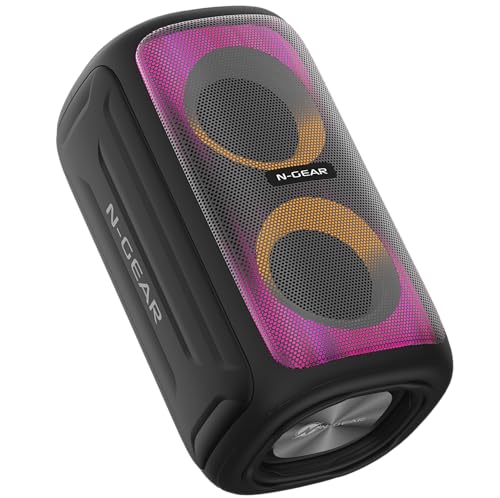 N-Gear Bluetooth Box LGP Juke 101 - Kompakter Musikbox Bluetooth Lautsprecher mit RGB-LED-Lichtshow, 60W Leistung, 8 Stunden Spielzeit, True Wireless Funktion, USB und Micro TF-Karten Kompatibilität