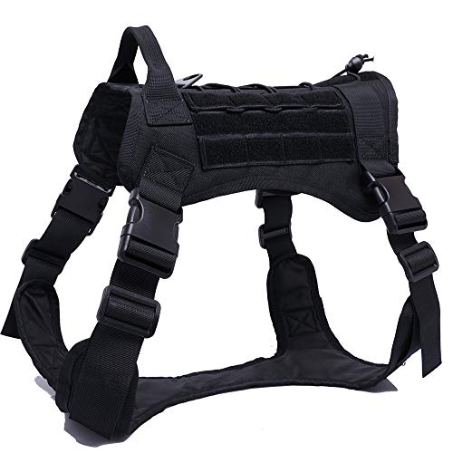 ZXGQF Tactical Dog Vest Harness, No Pull Dog Wasserdichter Westentrainingsgurt mit Komfortkontrollgriff für mittlere/große Hunde beim Training Walking (XL,Black)