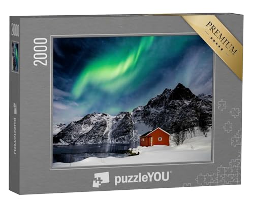 puzzleYOU: Puzzle 2000 Teile „Lofoten-Inseln: Nordlicht über einem Bergsee“