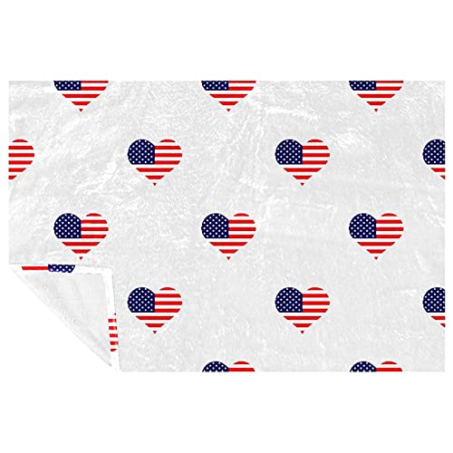 BestIdeas Love Heart USA-Flagge Muster Drucke Weich Warm Gemütliche Decke Überwurf für Bett Couch Sofa Picknick Camping Strand 150 × 100 cm