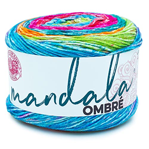 Lion Brand Yarn Mandala-Ombré-Garn mit lebendigen Farben, weiches Garn zum Häkeln und Stricken, glücklich, 1er-Pack