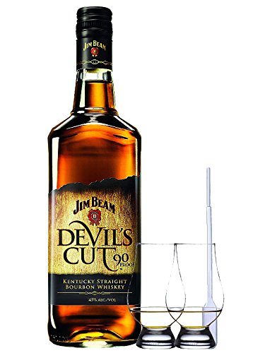 Jim Beam Devils Cut 1,0 Liter + 2 Glencairn Gläser + Einwegpipette 1 Stück