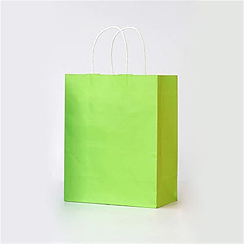 Geschenktüten 10/20 Stück Farbe Kraftpapier Tasche mit Griffe Festival Geschenk Tasche Einkaufstaschen Präsenttüten (Color : Light Green, Size : 32X25X11CM_10PCS)