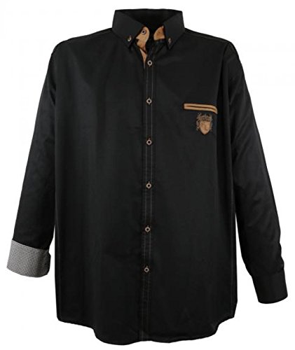 Lavecchia Stylisches Herrenhemd langer Arm von aus der Kollektion 2016, 7XL, Dark-black