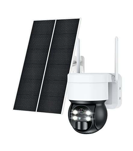 Ankway 2K Überwachungskamera Aussen Akku mit Solarpanel - 3MP Kamera überwachung Aussen Kabellose mit Farbige Nachtsicht, 2,4GHz WLAN, PIR Bewegungsmelder, 355°/90° Pan Tilt, 2-Wege-Audio, IP66