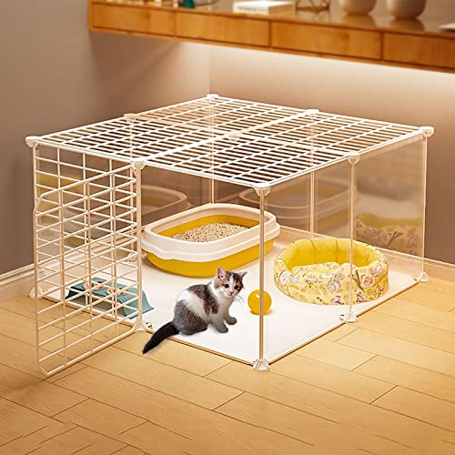 Katzenkäfig Indoor – Katzengehege Kleintierkäfig aus Metall DIY Design Kätzchen Laufstall Katzengehege Outdoor – for Meerschweinchen Kaninchen Welpen Katze (Color : with top, Size : 75x75x47cm)