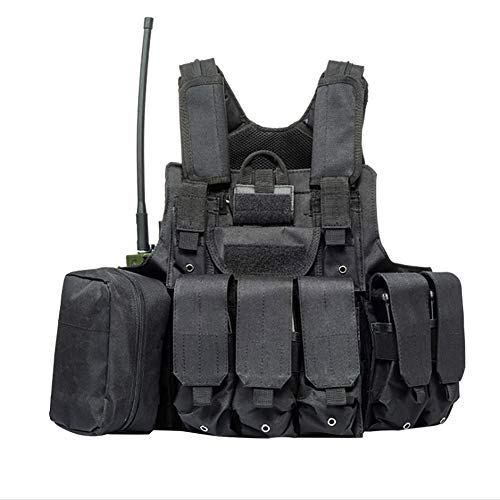 Weste für Airsoft Jagd CS Military MOLLE Weste Mehrzweck-Spezialeinheit Schutzkampfweste mit Molle Pouch-BK