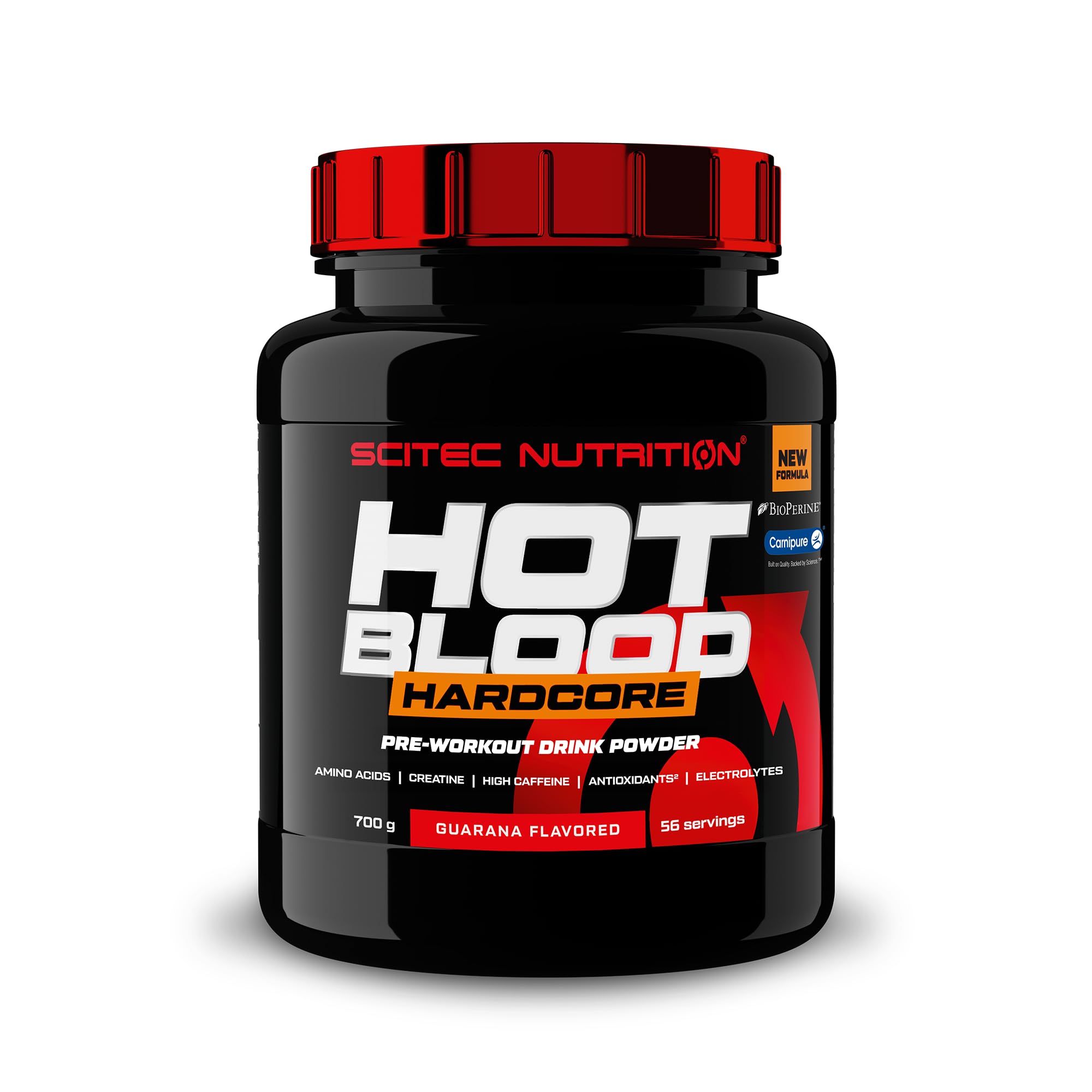 Scitec Nutrition Hot Blood Hardcore, Getränkepulver vor dem Training mit Aminosäuren und Kreatin, 700 g, Guarana