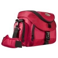 mantona Premium - Schultertasche für Kamera und Objektive - Polyestermischgewebe - Rot/Schwarz