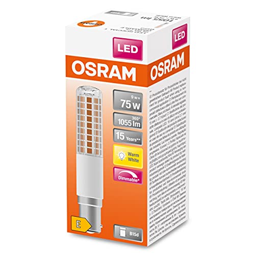 OSRAM LED Superstar Special T SLIM, Dimmbare schlanke LED-Spezial Lampe, B15d Sockel, Warmweiß (2700K), Ersatz für herkömmliche 75W-Leuchtmittel, 4er-Pack