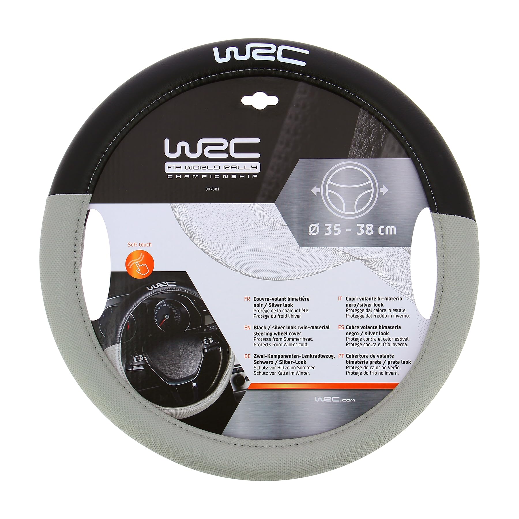 WRC 007381 2-Komponenten-Lenkradhülle (Bezug), Schwarz-Silber Look