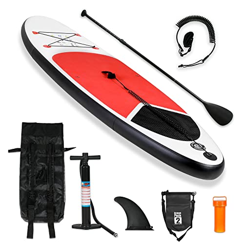 Ribelli Aufblasbares Stand Up Paddling Board Set, 320 cm, Sup Board für Unisex Erwachsene, Inflatable Surfboard, Paddelbrett Kit mit Verstellbarem Paddle, Fußband, Pumpe, Rucksack 500340