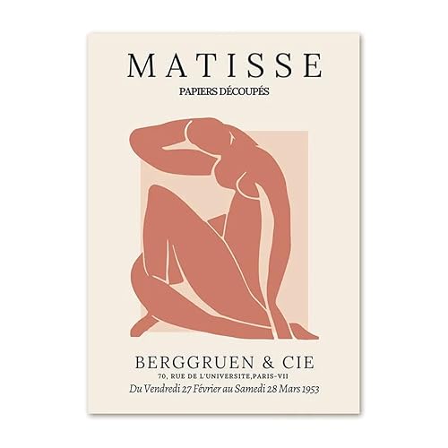 Abstraktes Matisse Orange Line Girl Body Poster und Drucke, Moderne Wandkunst, rosa Beige, Leinwandgemälde, nordische Bilder für Heimdekoration, 50 x 70 cm x 1, ohne Rahmen