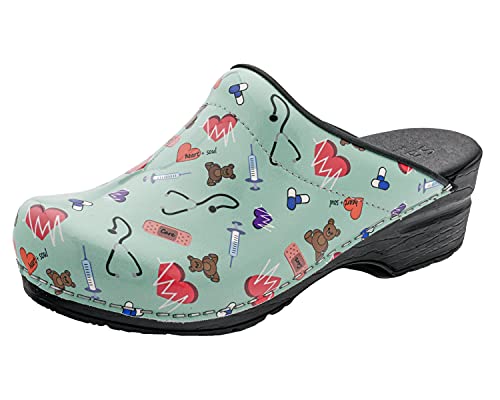 Sanita | Care offener Clog, Lackleder | Original handgemacht | Flexible Leder-Clogs für Damen | Anatomisch geformtes Fußbett mit weichem Schaum | Türkis | 39
