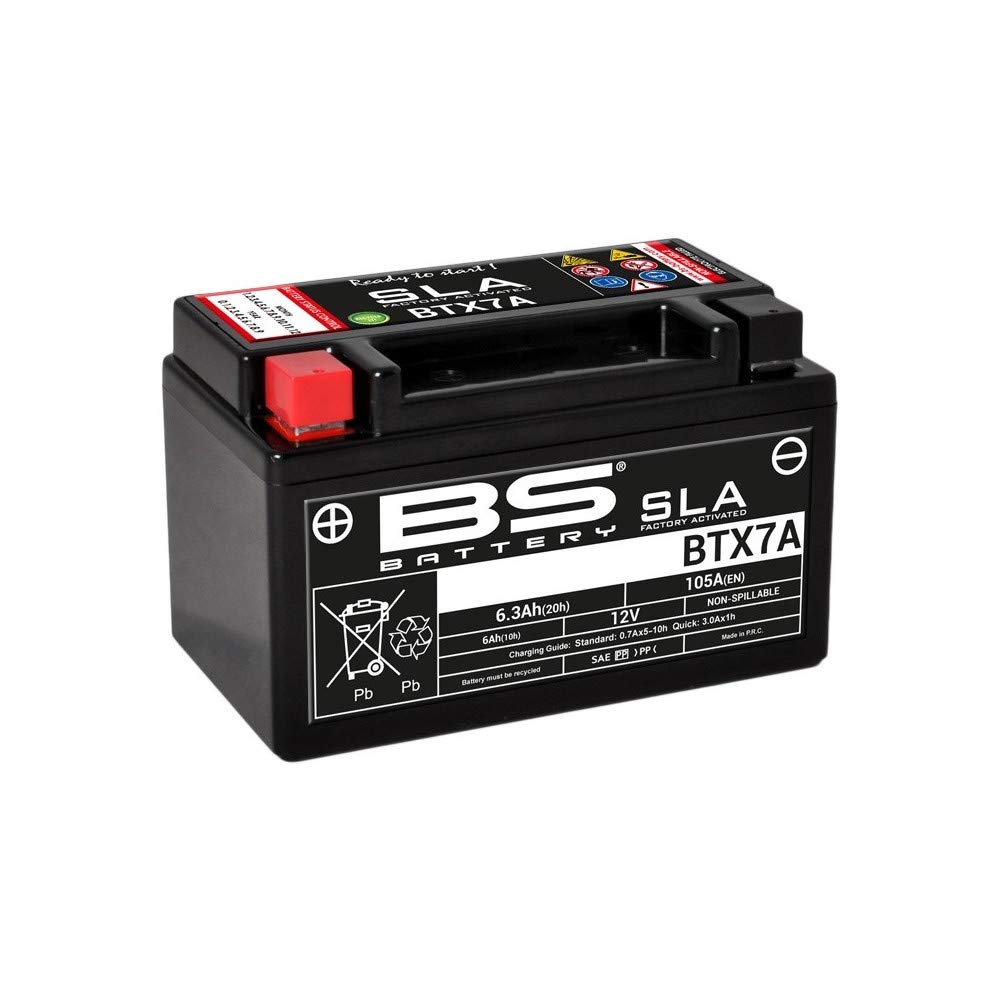 BS Battery 300672 BTX7A AGM SLA Motorrad Batterie, Schwarz