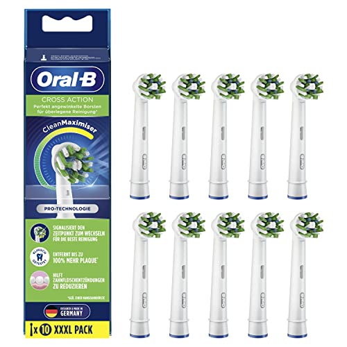 Oral-B CrossAction Aufsteckbürsten mit CleanMaximiser-Borsten für überlegene Reinigung, 10 Stück