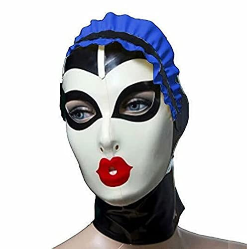 ZOUTYI Latex Maske Gummi Haube Halloween Cosplay Kostüme Schwarz Und Wihite Handgemachte,Multi colored,XXL