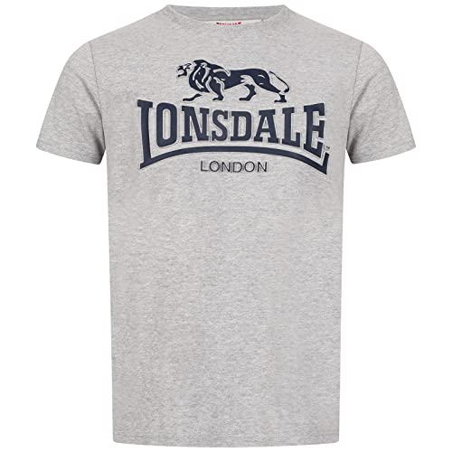 Lonsdale Men's Kingswood T-Shirt, Marl Grey/Dark Navy, 3XL