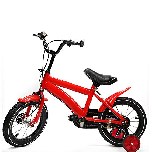 DIFU Kinderfahrrad 14 Zoll Jungen Mädchen 3 Rad Fahrrad ab 3-6 Jahre, mit Abnehmbare Stützräder (Rot)