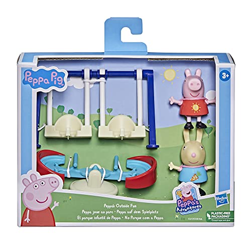 Peppa Pig Peppa`s Adventures Peppa auf dem Spielplatz, Vorschulspielzeug, 2 Figuren, 3 Accessoires, für Kids ab 3 Jahren F2217 Mehrfarbig