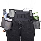Universal Home Multi-Pockets Werkzeugtasche, Reinigungswerkzeuggürtel mit 4 Taschen und 3 elastischen Schlitzen Nylon Mesh Verstellbarer Werkzeugschürzen-Organizer mit Taillengürtel für Männer Frauen
